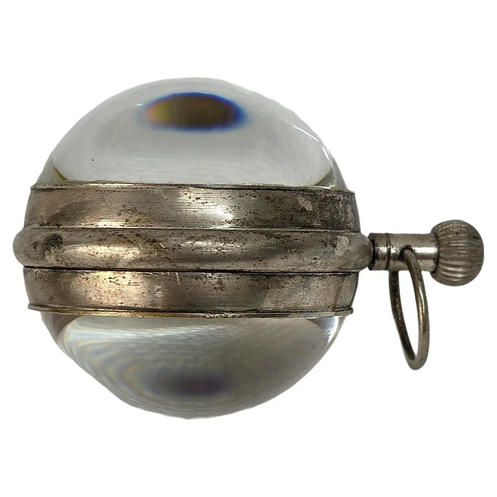 781 Soldiers Watch Silver Floral Pocket Ball Globe Desk Quartz Timepiece Swiss